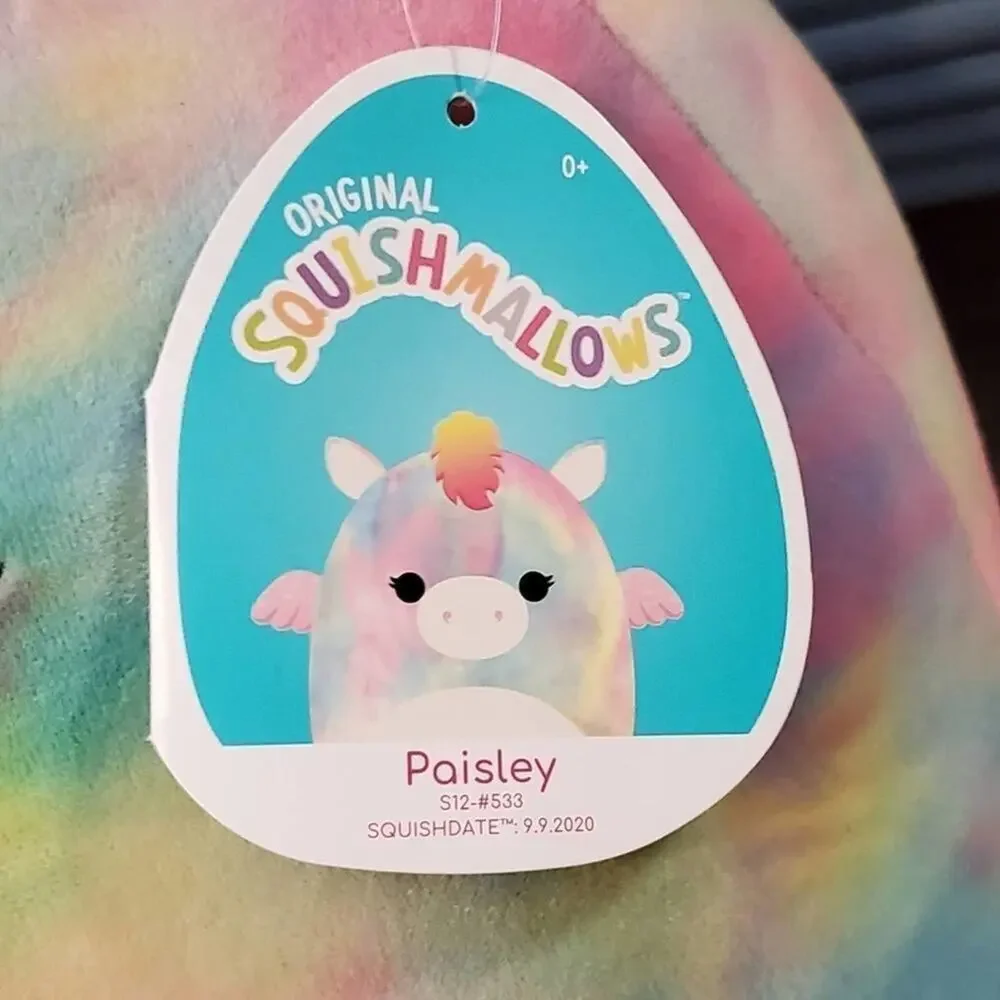 Squishmallows PAISLEY rainbow‎ Pegasus squishmallow 12 inch new!!!!